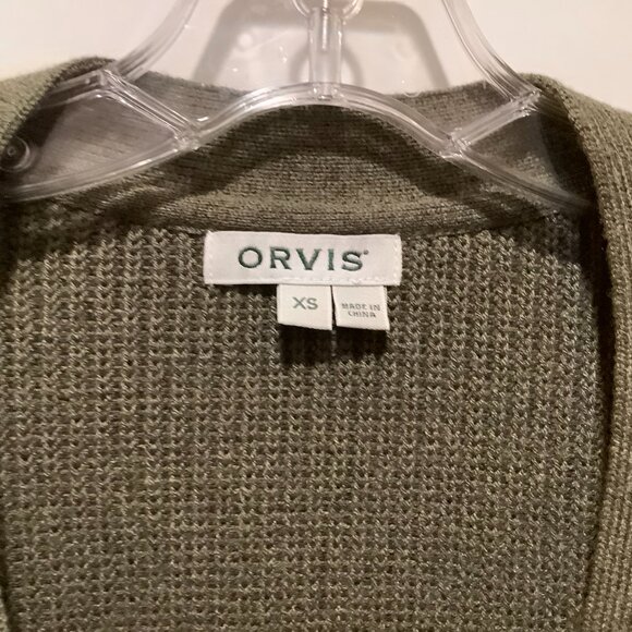 Orvis Anywear Oversized Ribbed Cardigan, Tarragon, Size XS - Picture 2 of 6